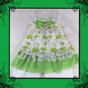 NWT MOD’LAND GREEN AND WHITE BABYDOLL TOP OS